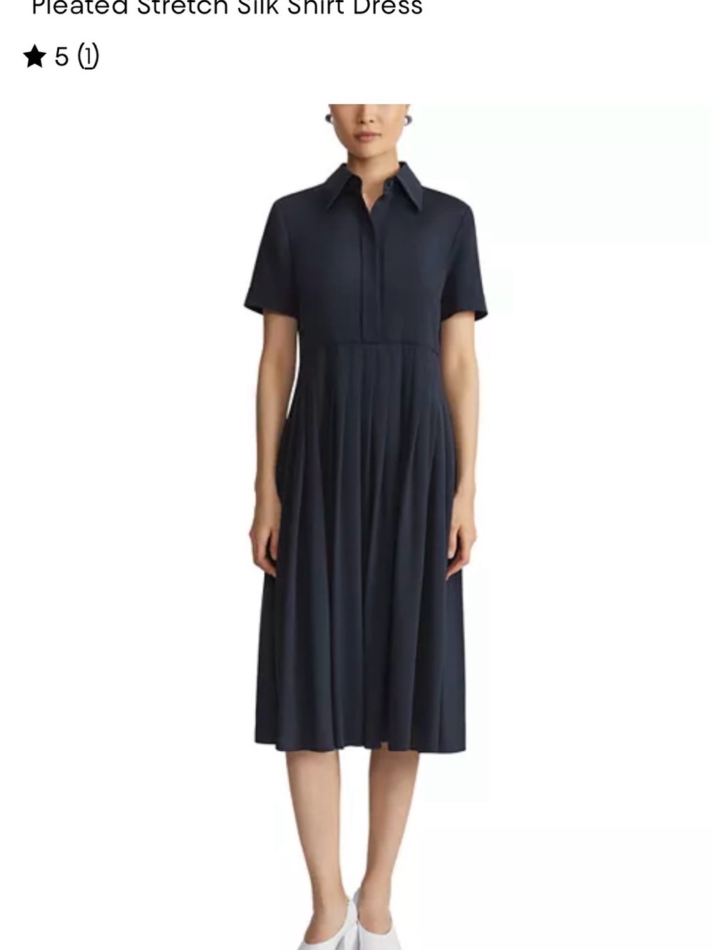 Lafayette 148 New York Navy Short-Sleeve Midi Shirt Dress